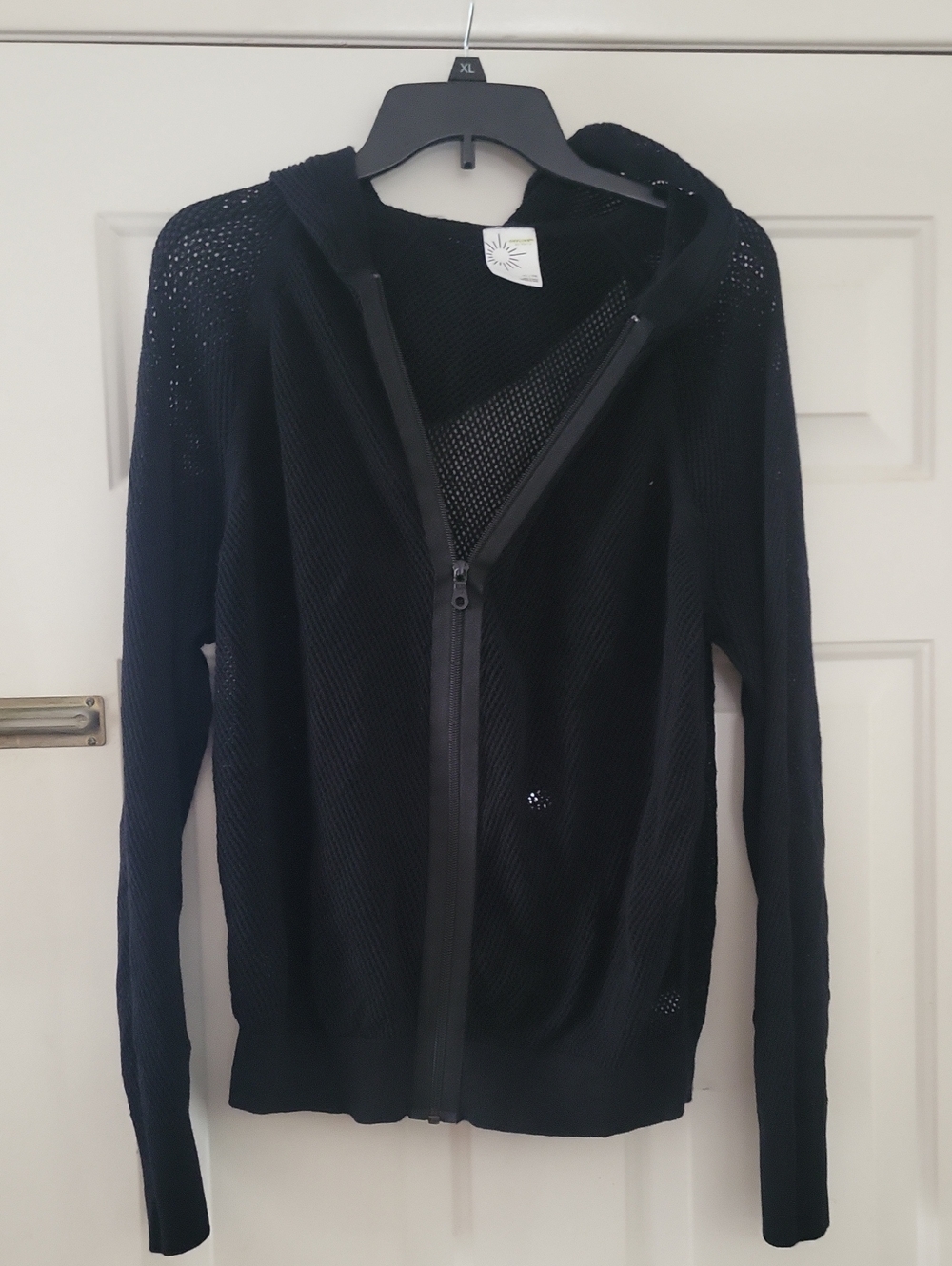 aerie Black Mesh Zip Front Hoodie